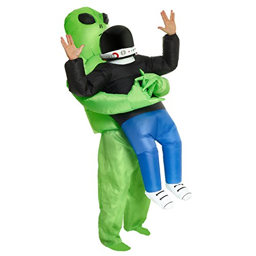 Morph mens Alien Costume Inflatable Abduction Halloween Costumes, Green, One Size, Green, One size