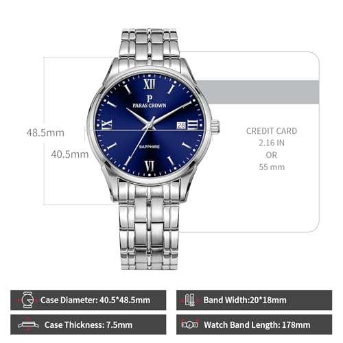 Paras Crown Mens Watches Luxury Chronograph Analog Watch Japanese Quartz Movement Stainless Steel Case 5ATM Waterproof Watches for Men — view 3
