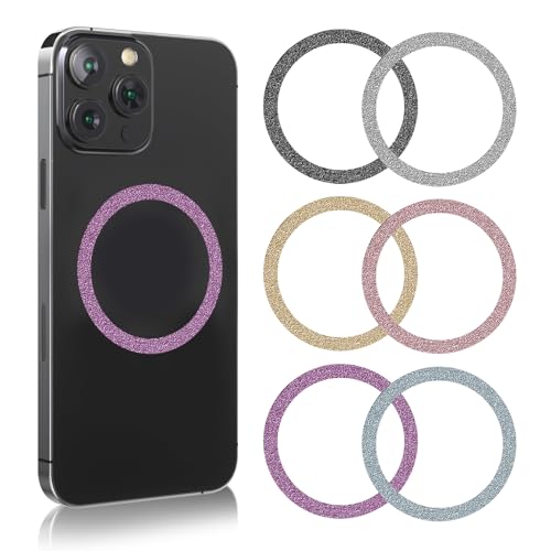 AOUZOVLI 6 Stück Ring Magnetisches Adapter Metallringe mit Aufkleber für Magnetisches Ladegerät kompatibel für MagSafe, Kfz Magnetische Handyhalter Kompatibel mit Den Meisten Mobiltelefonen