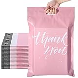 Metronic Thank You Poly Mailers 14.5x19 50 Pcs, Easy to Carry Shipping Bags with Handle, Self Seal Mailers Poly Bags for Small Business Packing and Shipping, Large Package Bags Mailing Bags, Pink