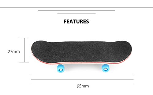 BISOZER Mini Finger Skateboard ‚ Wooden Tech Deck Finger Board Ultimate Sport Training Props in Light Brown with Ball Bearings -1 Pack (Random Color Bearing Wheels)