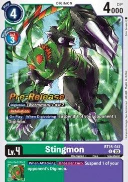 Stingmon (BT16-041) BT-16P Uncommon Englisch Near Mint - Promos: Beginning Observer - mit ReCollectibles-Versandschutz - für Digimon