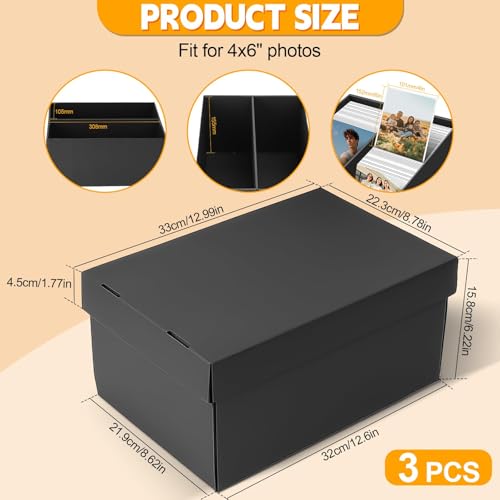 REAQUE 3 Stück Foto Aufbewahrungsbox für 10x15 cm Fotos, Fotobox, 2-Fach unterteilte,Tragbare Foto-Organizer Boxen mit Deckeln, Bastelbedarf-Behälter für Sticker,Scrapbooking und Erinnerungsstücke