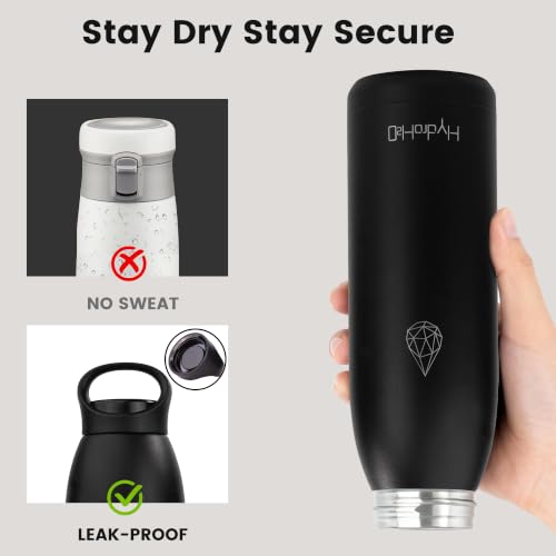 Image of 32oz Insulated Stainless Steel Water Bottle with Handle, Double Wall BPA-Free Metal Water Bottle, Leakproof, Keeps Cold 24H & Hot 12H, Ideal for Gym, Office, Hiking, Black