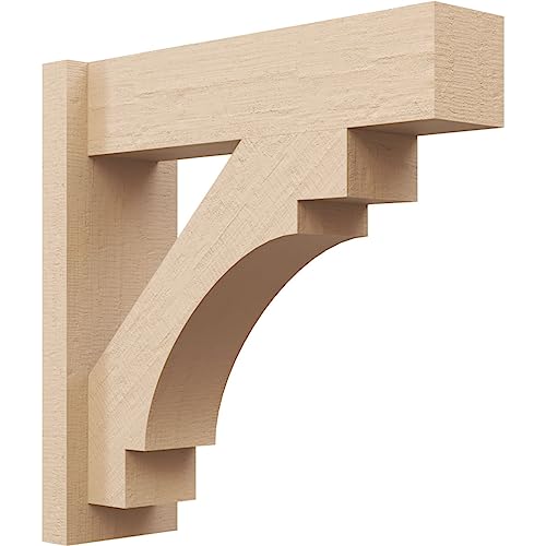 Ekena Millwork 8"W x 26"D x 26"H Merced Block Rough Cedar Woodgrain TimberThane Outlooker, Primed Tan