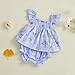 Infant Baby Girl Summer Clothes Floral Ruffle Shirts Tank Tops And Bloomers Shorts 2 Pcs Set Cute Outfit (Blue, 6-12 Months)