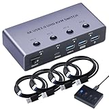 ELEVIEW KVMスイッチ 8K HDMI USB 切替器 4ポート(PC4台用)8K@60Hz 4K@120hz HDMI2.1 HDCP2.3 キーボード/マウス/モニターを共有 簡単接続 ドライバー不要 手元スイッチ&USBケーブル付き EHD-810N