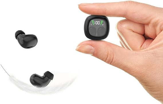 Loluka Black Invisible Earbuds Bluetooth, Discreet Smallest Hidden Tiny Bluetooth Mini Micro Earbuds for Work, Invisible Sleep Wireless Earphone Waterproof Headphones for Small Ears Canals Buds