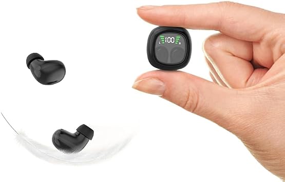 Loluka Black Invisible Earbuds Bluetooth, Discreet Smallest Hidden Tiny Bluetooth Mini Micro Earbuds for Work, Invisible Sleep Wireless Earphone Waterproof Headphones for Small Ears Canals Buds