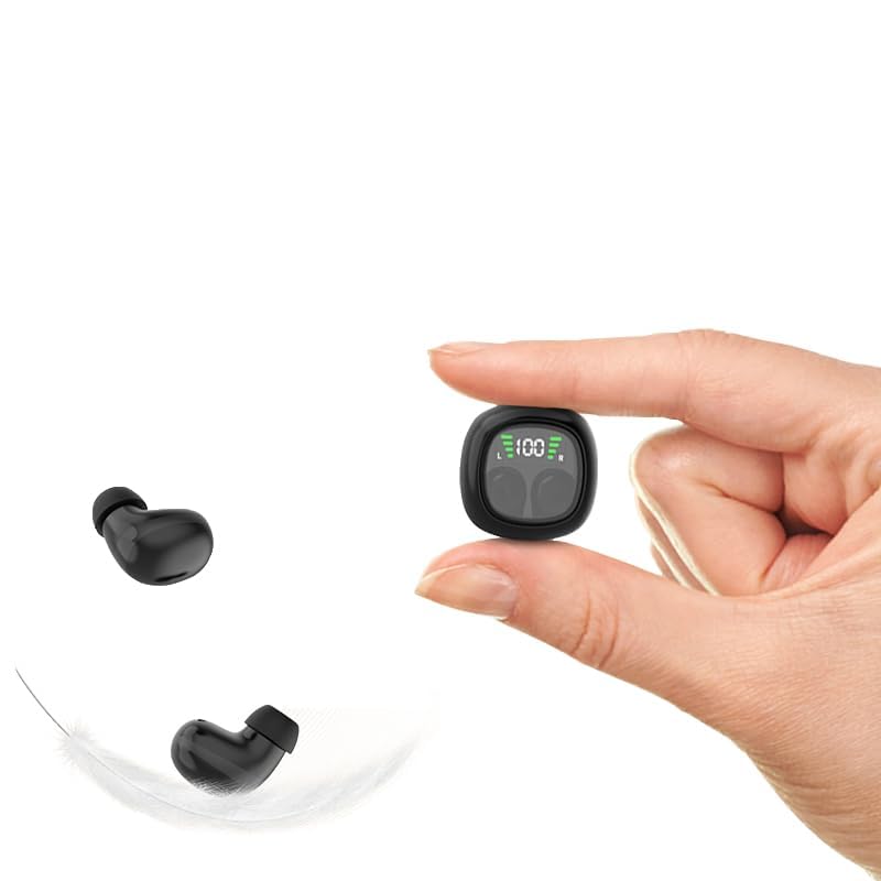 Loluka Black Invisible Earbuds Bluetooth, Discreet Smallest Hidden Tiny Bluetooth Mini Micro Earbuds for Work, Invisible Sleep Wireless Earphone