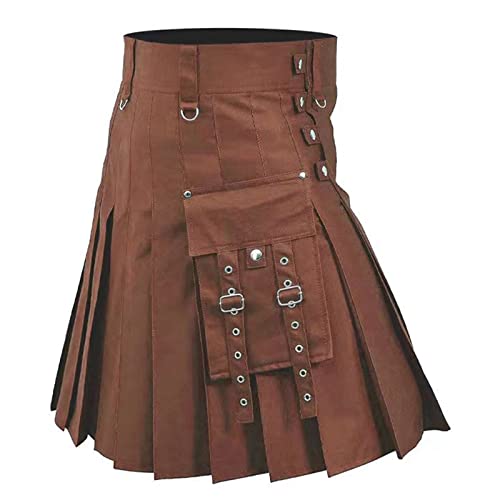 Falda escocesa para hombre marrón en talla L tradicional falda plisada corta