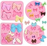 Bow Fondant Molds,4 Pack Mini Bows Silicone Fondant Molds Bowknot Candy Chocolate Mold for DIY Cake Decoration Desserts Cupcake Sugar Craft Clay