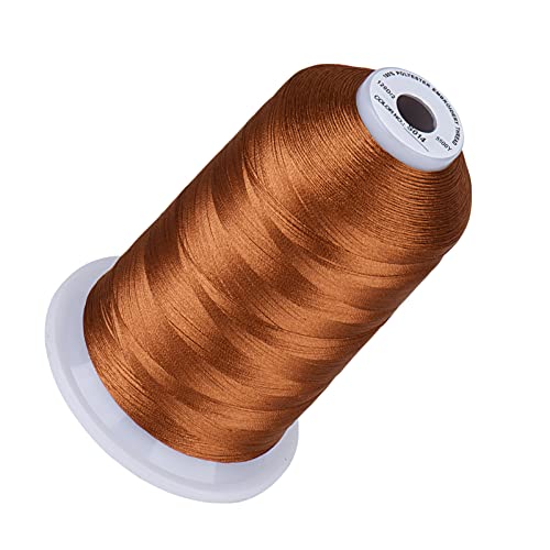 Image of Simthread 5000M 40WT Polyester Embroidery Thread, Tawny Brown S014 | 5000M 40WT polyester thread feeds smoothly for machine embroidery, monograms, logos, patches and quilting.