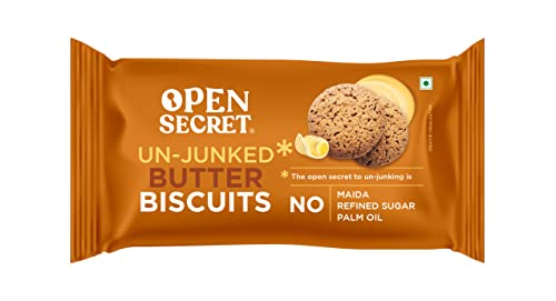 Image of Open Secret Butter Biscuit Cookies | Protein & Fiber Packed | Healthy Snacks | No Added Maida No Refined Sugar No Palm Oil | Unjunked Biscuit | 40G - Pack of 6