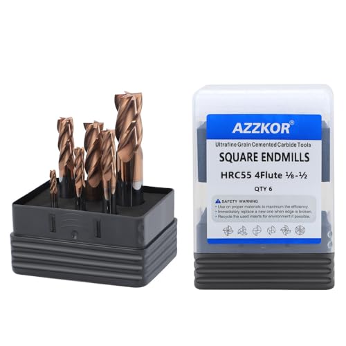 Image of Carbide Square Inch EndMill HRC55 Double Edge 4 Flute TiSiN Coating Tungsten Steel Inch Milling Cutter for Metal Steel 1 /8,3 /16,1 /4,5 /16,3 /8,1 /2 Series 6pcs Set