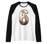 baseball birthday boy six 6 anni 6th bday party maglia con maniche raglan