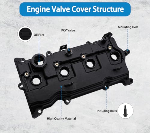 Image of Engine Valve Cover with Gasket & Bolts & Oil Cap Compatible for 2014-2017 Infiniti Qx60, 2014-2017 Nissan Altima Rogue Murano, 2014 Pathfinder 2.5L Replaces# 13264-3KY0A