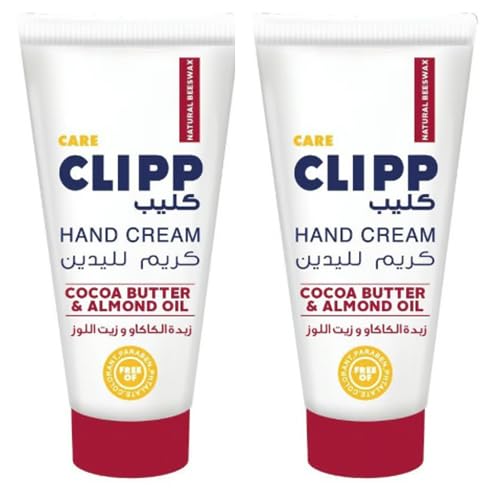 ClippHand Cream Coco Butter & Almond Oil - Free of Colorant, Paraben & Phtalate - Nourishes the Skin on Hands and Provides Protection it Needs. 75 ml - Twin Pack