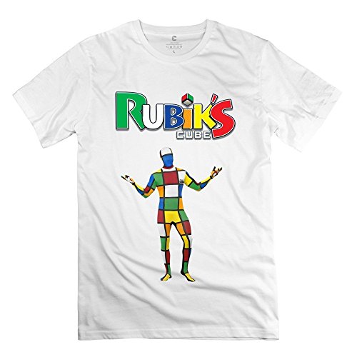 Custom Melting 3-D Rubiks Cube Mirror Men's T Shirt White Size M
