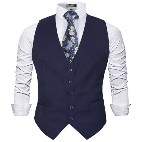Image of Alizeal Mens Classic Solid Suit Vest Regular Fit Tuxedo Waistcoat | Classic for Wedding Business Daily Wear Wedding