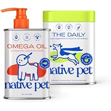 Native Pet Pack Leaders Bundle - Daily Dog Multivitamin 7 oz. & Omega Oil for Dogs 8 oz. - Omega 3 Fish Oil for Healthy Skin, Shiny Coat, Strong Joints & Daily Multivitamin for Pups