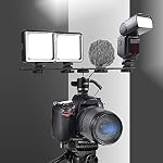 UTEBIT 11 17 cm Support Flash, long double support de caméra Support Flash Barre d'extension avec 1/4 de chaussure chaude, droit Flash Brackets 1/4-3/8 Support de trépied de filetage pour appareil photo/LED Light/Microphone