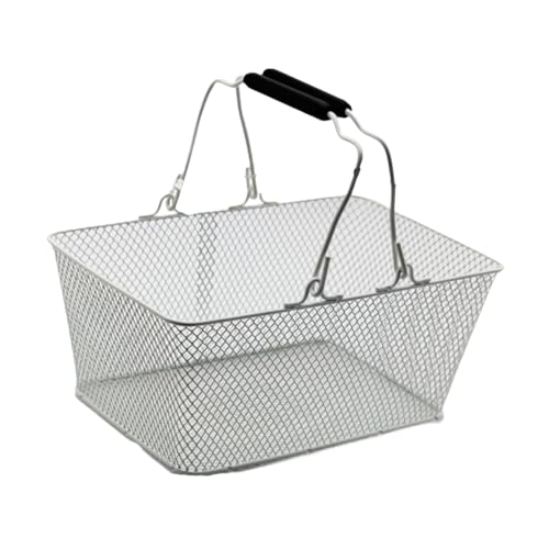 Générique Panier à en Fil Métallique, Portable et Simple, Idéal pour Les Magasins, Les Supermarchés et La Maison, Blanc