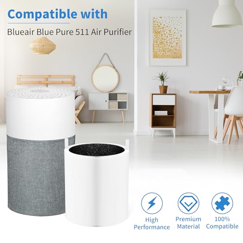 Image of 3 Packs 511 Replacement Filters Compatible with Blueair Blue Pure 511, 2-in-1 Filter of Premium and Activated Carbon Filter