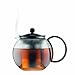 Bodum 34oz Assam Glass Tea Press with Stainless Steel Filter, Black Plastic Lid