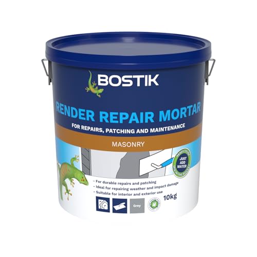 Bostik Cementone Render Repair Mortar 10kg - Durable Repair & Patching Mortar - Ready Mixed Just Add Water - Ideal for Weather & Impact Damage - Interior & Exterior Use