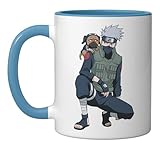 Naruto Shippuden Kakashi & Pakkun Ceramic Mug, Blue/White