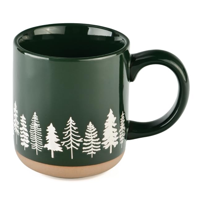 Sweet Water Decor White Pine Trees Coffee Mug 14oz Stoneware Christmas Mug Dishwasher Microwave Safe Large Holiday Winter