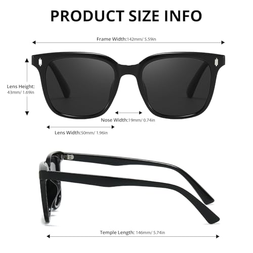 HASFOX Polarized Sunglasses for Women Men Classic Trendy Stylish Oversized Square Shades UV400 Protection with Case SG8194
