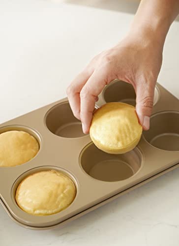 Nonstick Baking Pan Bakeware Sets 5Pcs For Starter By Hytk, 10X15Inch Cookie Sheet Tray 6 Cup Muffin Pan 9Inch Round/Square Springform Cake Pan 1Lb Loaf Bread Pan Carbon Steel Non-Toxic Bpa Free Gold #TOP5