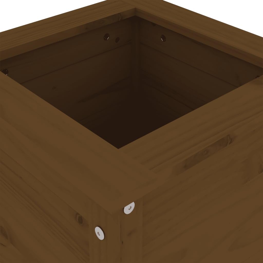 Macetero, jardinera para exteriores, maceta para plantas, maceta para plantas, maceta adecuada para jardines, restaurantes, cafeterías, patio trasero, color marrón miel, 40 x 40 x 78 cm, madera maciza