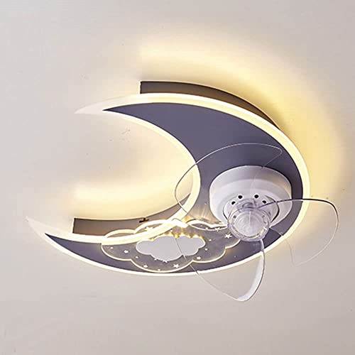 YYQBYY Jungen Mädchen Kinderzimmer Deckenleuchten Mond Einfach Stumm Kopfschütteln Deckenventilator Licht Kreatives Design Deckenventilator Mit Lichtern Nordische Frequenzumwandlung Ventilator Licht Cover