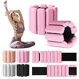 Wrist Weights Set of 2(1Lbs Each), Wearable Wrist Ankle Weights for Women & Men, Adjustable Arm & Leg Weights for Walking, Yoga, Swimming, Gym (Pink)