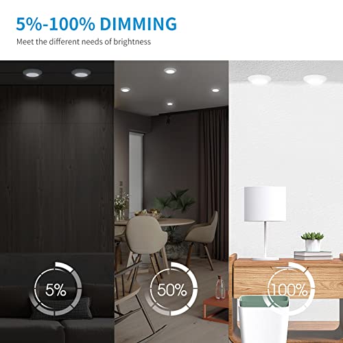 ECOELER 4 Inch LED Disk Light, Dimmable Flush Mount Ceiling Light, 10.5W 650Lm, 3000K Warm White, Aluminum Baffle Trim, Wet Location, ETL&Energy Star, 4Pack by ECOELER - Image 3
