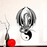 HUANYIN Long Yin Yang Wall Decal Yoga Studio Art Deco Religioso Vinile Wall Sticker Home Decoration Camera da letto Testiera, 57x34cm
