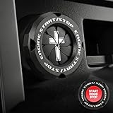 Tybasthe Rotary Push Start Button Cover, Cross Car Accessories Engine Start Stop Button Cover, Car Stickers Interior Decor, Motorcycle Ignition Key Switch Cover, Black
