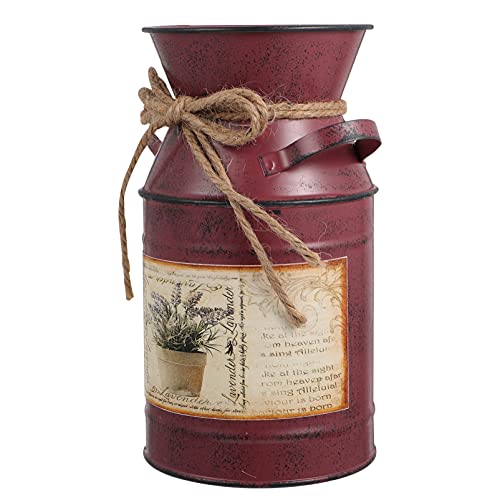 YARNOW Metallo Fiore Vaso di Metallo ' Annata Brocca Shabby Paese Agriturismo Latte può Ferro Secchi della Benna del Fiore Decorativo Vaso da Fiori per La Casa Tavolo di Nozze