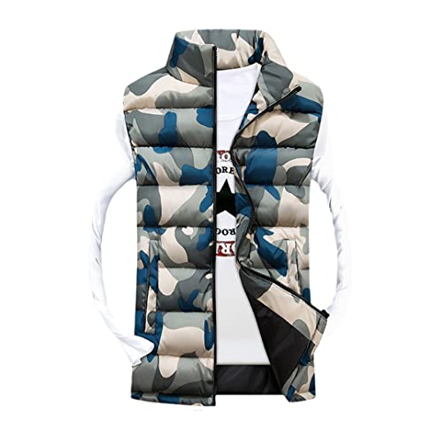 Gilet camouflage pour homme beige veste sans manches col montant XXL