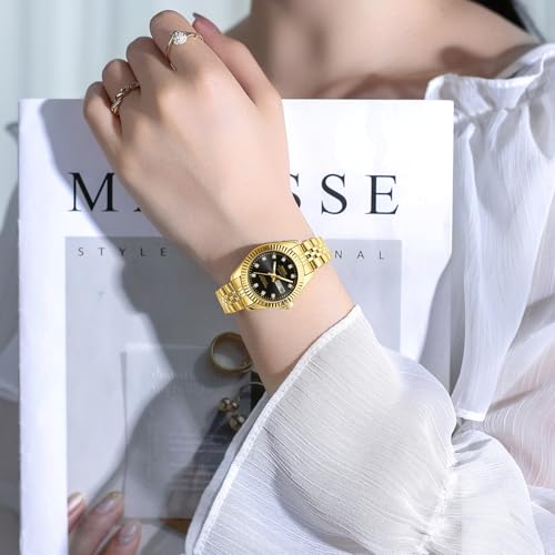 Image of NIBOSI Watches for Woman Analog Quartz Stainless Steel Diamond Rose Gold Green Small Dial Women Watches Classic Wrist Watch Date Waterproof