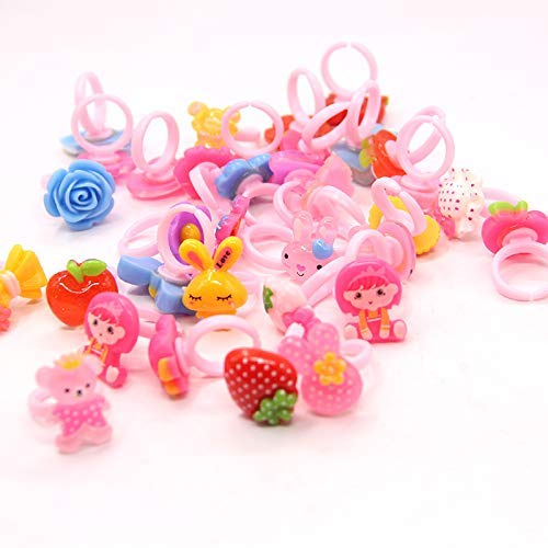QUALITYZONE Little Girl Cute Lovely Jewel Rings - 36pcs Set - Multicolored - Plastic - Cartoon - Playtime - Rings 3