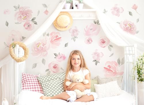 Sticker mural bébé fille Graz Design fleurs pastel pour un cocon