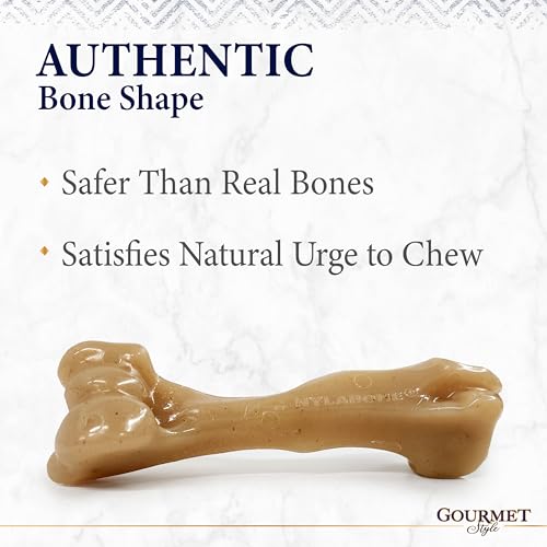 Image of Nylabone Gourmet Style Femur Bone Strong Chew Toy for Dogs, Baby Back Rib Flavor, Large - Up to 50 lb., 1 Count (Pack of 6)