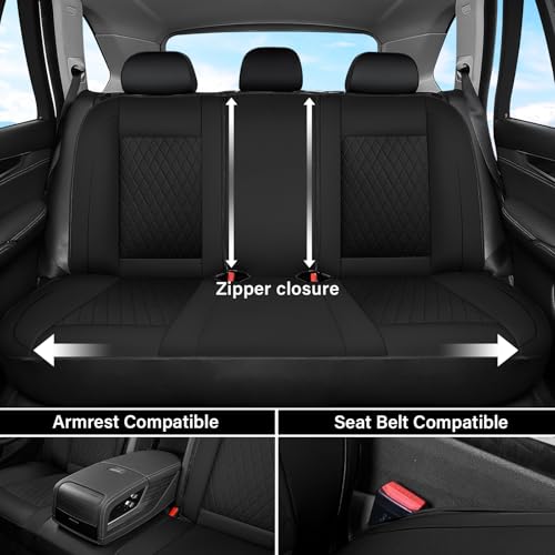 Image of Coverado Universal Leather Seat Covers Full Set for 5 Seats - Waterproof, Durable All-Weather Protector for SUV, Pickup Truck, Sedan (Black)