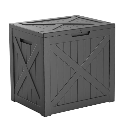 Image of 32 Gallon Waterproof Outdoor Storage Box, UV Resistant Resin Deck Box with Hydraulic Rod for Reinforced Stability, Perfect for Patio, Garden, and Pool(Black,32 Gallon)