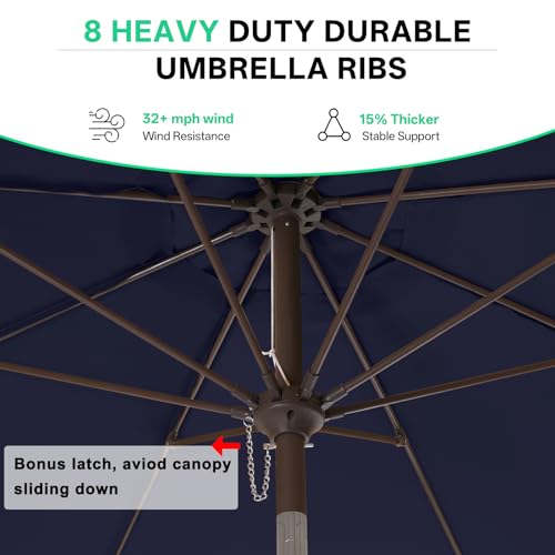 Image of ABCCANOPY 9ft Scalloped Patio Umbrella, Outdoor Table Umbrella with Tilt and Crank, Fiberglass Ribs Deck Umbrella for Patio, Pool, Garden, Picnic (Navy Blue)