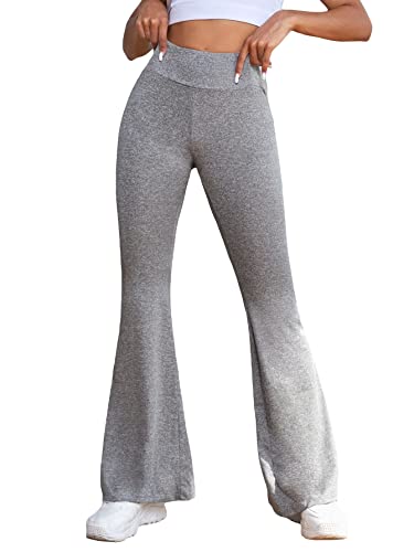 Oyoangle Women's Yoga Flare Leg Bell Yoga Pants High Waisted Bootcut Bottom Yoga Leggings Grey M #TOP3